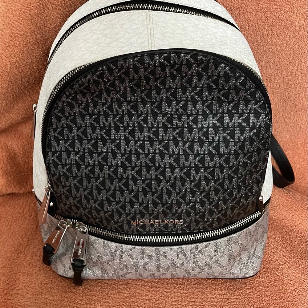 Michael Kors Monogram Black and Cream Backpack